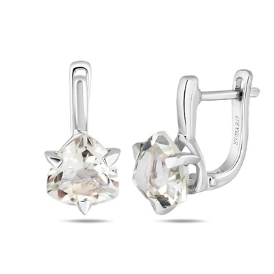 Серьги, зеленый аметист, Триллион