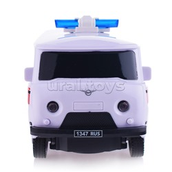 Машина р/у УАЗ 452 Скорая Помощь, 18 см, (свет, бел,) в коробке
