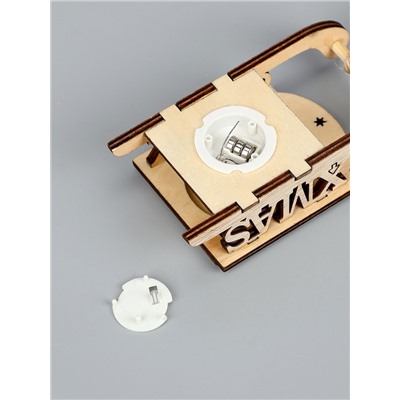 Ёлочная игрушка «Сани с Дедом Морозом и машиной», от батареек LR41×3, свечение RGB