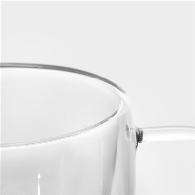 Кружка с двойными стенками Magistro «Дуо», 160 мл, 9×6.5 см, стекло, прозрачная