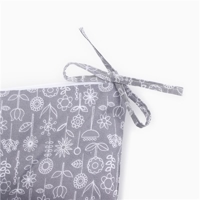 Подушка на стул Этель «Цветы» цв. grey, 40×40 см, 100% п/э