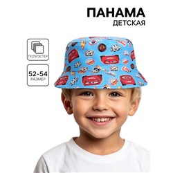 Панама детская для мальчика, двухсторонняя, размер 52-54 Тачки