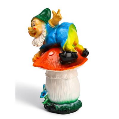 Садовая фигура из гипса «Гном на мухоморе на животе», 37×22 см