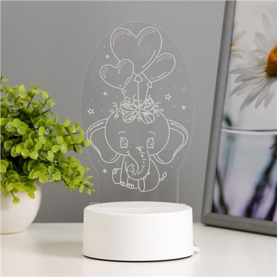 Светильник 3D RISALUX «Слоненок», LED-ночник, RGB, от сети, 11×9.5×18 см