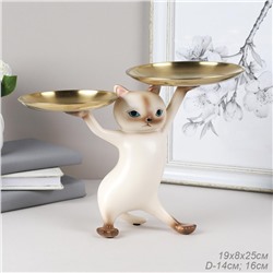 Статуэтка Кошка 25 см / XY603-1 /уп 8/бежевая