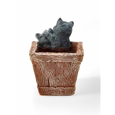 Декоративное кашпо для цветов «Ящик с котятами», 1.3 л, 16×18×20 см, полистоун