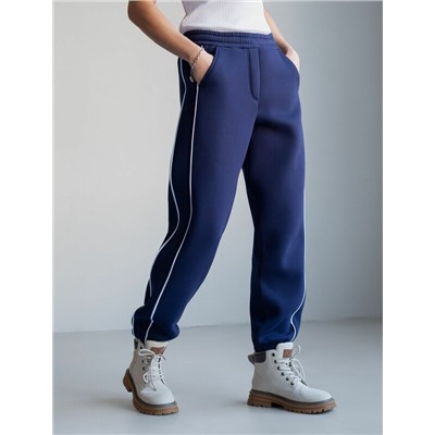 Теплые брюки джоггеры из эластичного футера трехнитки с начесом