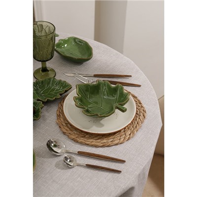 Блюдо сервировочное Доляна «Лист», 20.2×2.2 см, доломит, зелёное