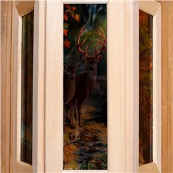 Абажур для бани и сауны «Олени», липа, 33×29×16 см, настенный, со вставками из стекла, «Добропаровъ»
