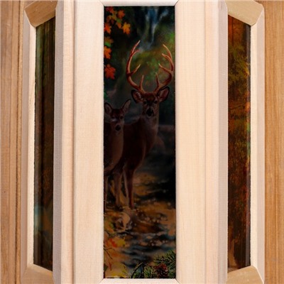 Абажур для бани и сауны «Олени», липа, 33×29×16 см, настенный, со вставками из стекла, «Добропаровъ»