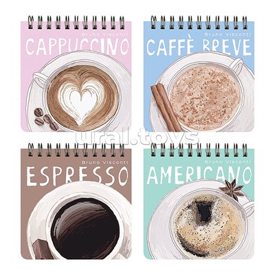 Блокнот "Pocket journal" 105 х 105 мм, 60 л. на гребне "Счастье в кофе"