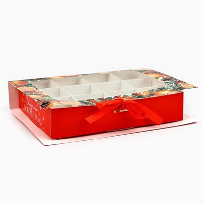 Коробка под 12 конфет новогодняя с ячейками «Аромат праздника» 18.5×13.5×3.5 см