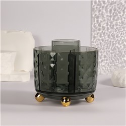 Подставка для хранения косметики GREEN, 6 секций, d=12.2×10.8 см, цвет зелёный, золотистый