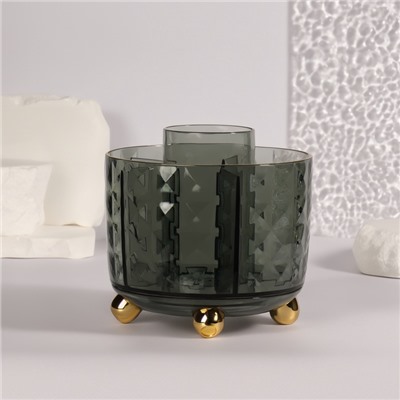 Подставка для хранения косметики GREEN, 6 секций, d=12.2×10.8 см, цвет зелёный, золотистый