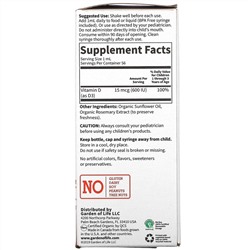 Garden of Life, жидкий витамин D3 для малышей, 56 мл (1,9 жидк. унции)