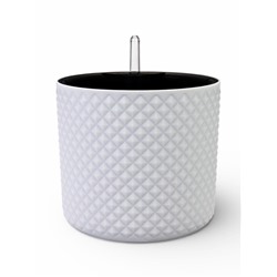 Кашпо для цветов «Фасет», 3.5 л, d=18 см, h=16.5 см, пластиковое, с автополивом, со вставкой, белое