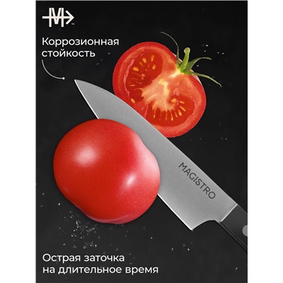 Нож кухонный овощной Magistro Hinshitsu, нержавеющая сталь, лезвие 10.6 см, длина 24 см, чёрный