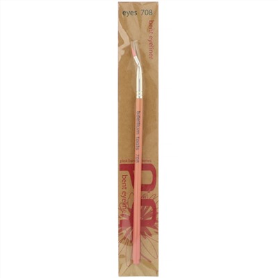 Bdellium Tools, Розовая бамбуковая серия, глаз 708, 1 изогнутая кисть для подводки глаз