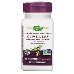 Nature's Way, Premium Extract, Olive Leaf, 250 mg, 60 Vegan Capsules