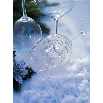 Гирлянда «Нить» 3 м, роса, IP20, серебристая нить. 30 LED, от батареек AG13×3, 3 режима, свечение мульти