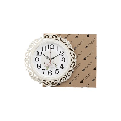 Часы настенные интерьерные «Хостон», бесшумные, плавный ход, d=40.5 см, циферблат d=26 см, белые, от батарейки 1×АА