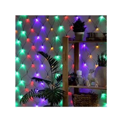 Гирлянда «Сеть» 1.6×1.6 м, IP20, тёмная нить, 144 LED, 8 режимов, 220 В, свечение мульти