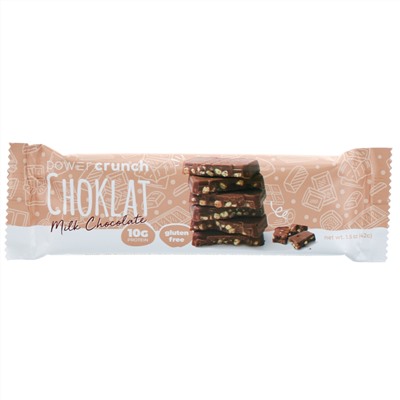 BNRG, Энергетический белковый батончик Power Crunch Choklat, молочный шоколад, 12 батончиков, вес каждого 42 г (1,5 унции)