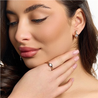 Комплект ювелирной бижутерии коллекция "Дубай" серьги и кольцо 18 р, покрытие позолота, вставка: фианит, цвет: прозрачный, арт.217.503-18