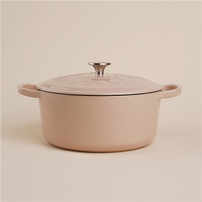 Кастрюля SL Home, d=24.5 см, h=11 см, с эмалированным покрытием, чугун, бежевая