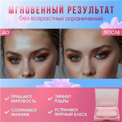 Матирующий салфетки против жирного блеска в футляре с зеркалом Зеленый чай, 100 шт.