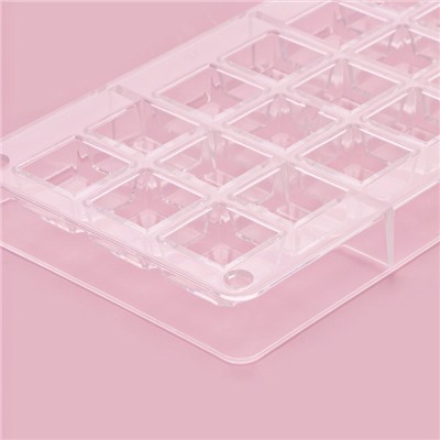 Форма для конфет и шоколада «Кубики», 20×12×2.5 см, 18 ячеек 2.5×1 см, прозрачная