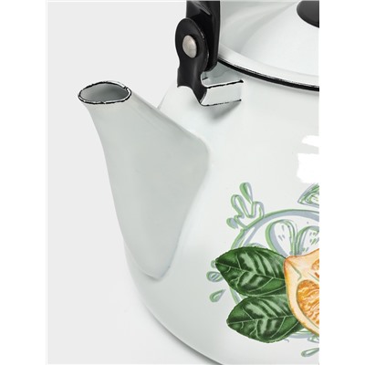 Чайник эмалированный «Лимонный сет», 3 л, металлическая ручка, белый