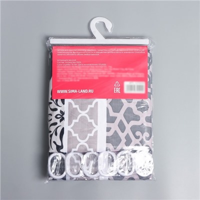 Штора для ванны Доляна «Барокко», 180×180 см, полиэстер