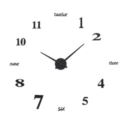 Часы настенные интерьерные, 3d, наклейка, большие, d=120 см, чёрные