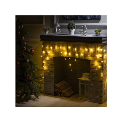 Гирлянда «Бахрома» 3×0.5 м, IP20, прозрачная нить, 80 LED, свечение тёплое белое, 8 режимов, 220 В