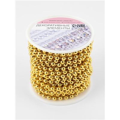 Бусы на нитях, 4 мм, 9±1 м, цвет золотой
