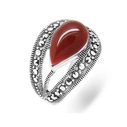 Кольцо из серебра агат, марказит, SL-AGA30