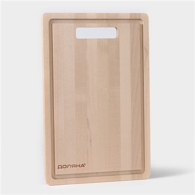 Доска разделочная с желобом Доляна «Классика» 30×20×0.8 см, массив берёзы