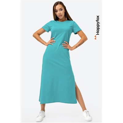 Однотонное женское платье-футболка Happyfox
