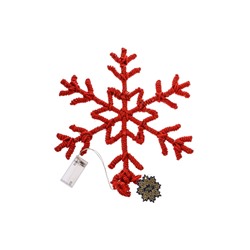 УЦЕНКА Фигура световая "Снежинка красная", d=39 см, 30 LED, ААх2 (не в компл.), Т/БЕЛЫЙ