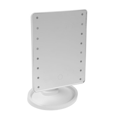 Зеркало KZ-06, подсветка, настольное, 26.5×16×12 см, 16 диодов, сенсорная кнопка, белое