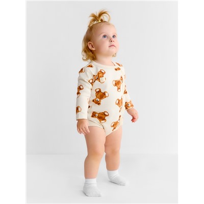Боди с длинным рукавом «Крошка Я. Медвежата», рост 74-80, бежевый