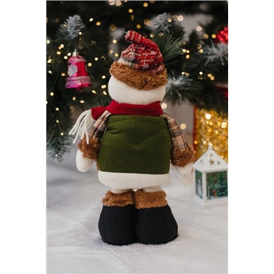 Игрушка новогодняя с выдвижными ногами Снеговик коричневое платье