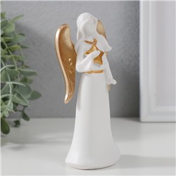 Фигурка полистоун «Ангел-дева со звездой», белый с золотом, 13.5×6.3×4.5 см