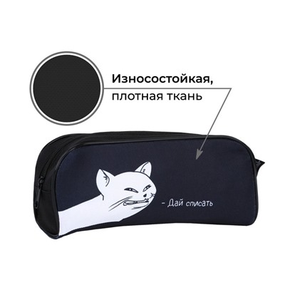 Пенал школьный, текстиль, 8×20×4 см «Дай списать»