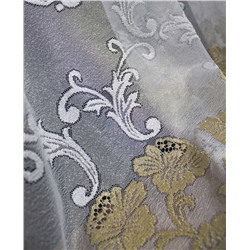 347991/250, высота 250 см, класс ЛЮКС с эффектом аппликации, белоснежный цвет,  снизу вышивка из пряжи  кремово-золотистого цвета