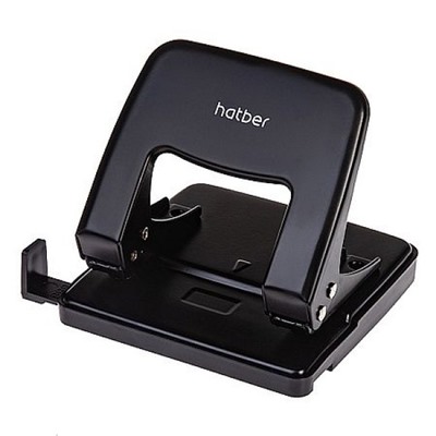 Дырокол на  25 л. металл "Record" черный ,с линейкой 092224 Хатбер