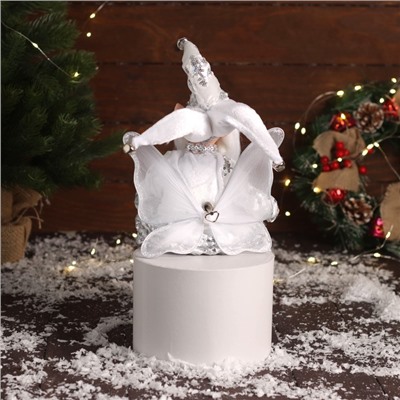 Новогодний шут «С крылышками» сидит, двигается, 39×14 см, серебро