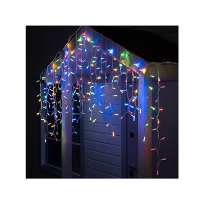 УЦЕНКА Гирлянда «Бахрома» 3×0.9 м, IP65, УМС, белая нить каучук, 144 LED, свечение мульти, 220 В