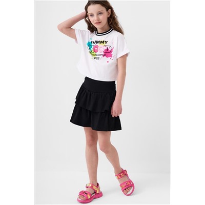 Комплект трикотажный для девочек: джемпер (футболка), юбка-шорты PLAYTODAY, 1240346